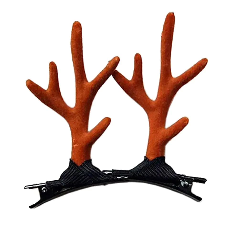 Antlers Hair Clips Hairpin Hair Accessories for Christmas Halloween Party Cosplay Costume SJR02 (Brown)