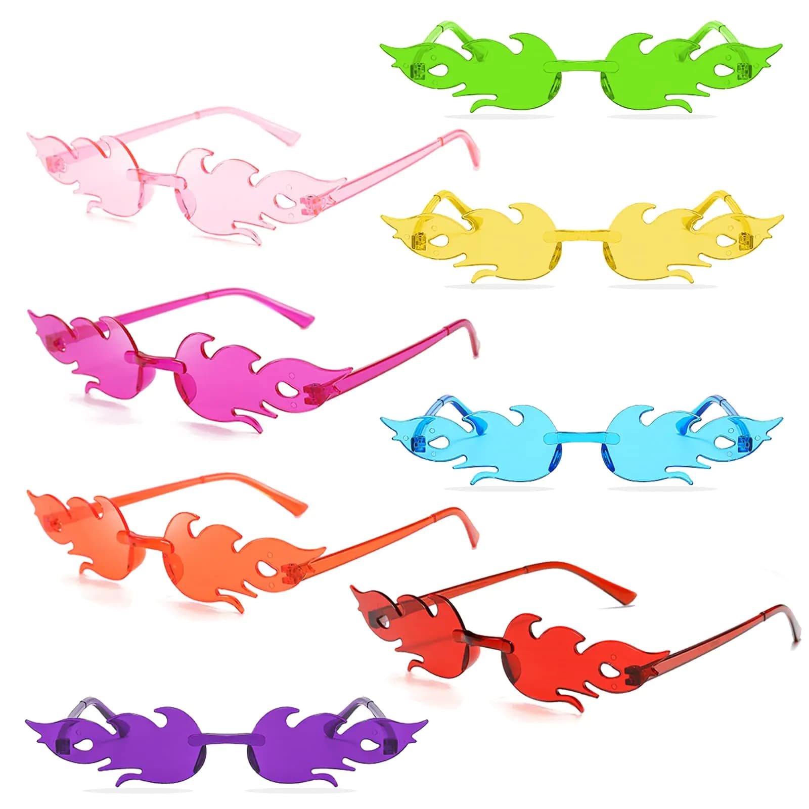 LIULIUBTY Star Shaped Rimless Sunglasses Jelly Fudge Heart Sunglasses Bachelorette Party Colorful Funky Sunglasses Party Favors (Colorful Fire)