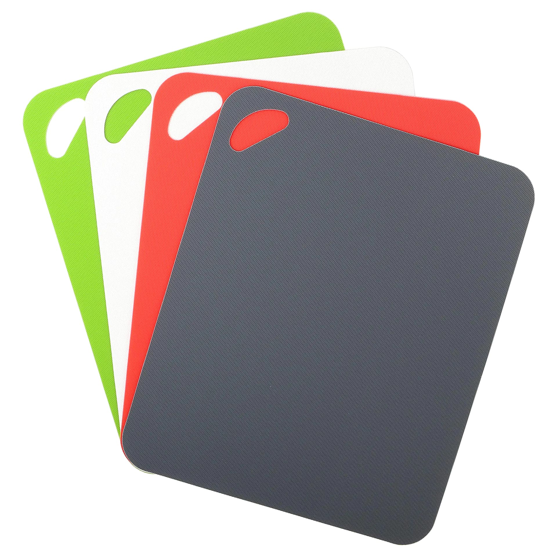 Dexas Heavy Duty Cutting Board Grippmat Flexible Cutting Boards for Kitchen Set of 4 Non Slip Plastic Board Cutting Mat 11.5 by 14 Inches Gray Red White and Green Set Kitchen Gadgets