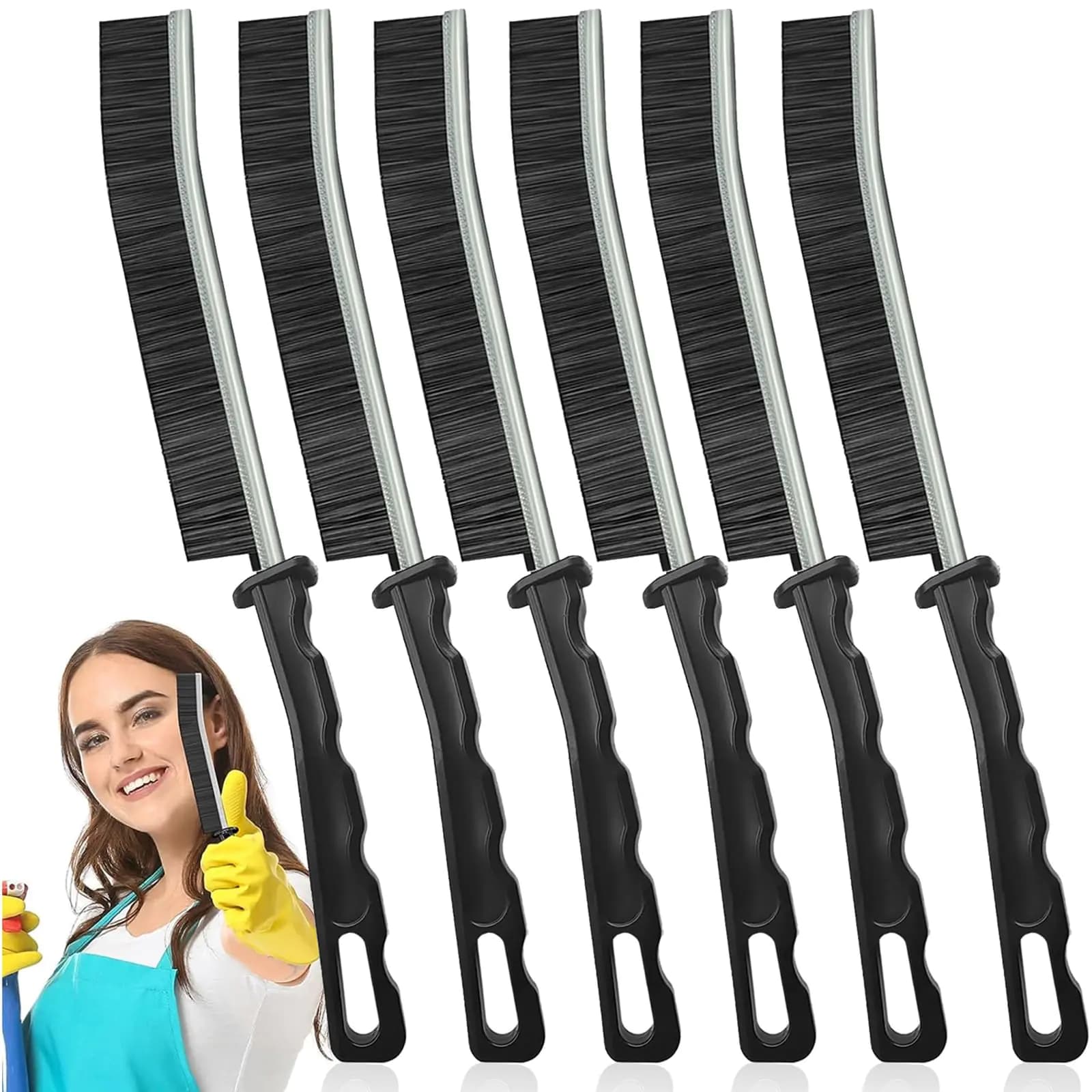 6Pcs Hard Bristle Crevice Cleaning Brush-Thin Gap Cleaning Brush Small Cleaning Brush Grout Brush Kitchen Brush Cleaning Tools for Toilet Bathroom Home Bathtub Sink Household Window