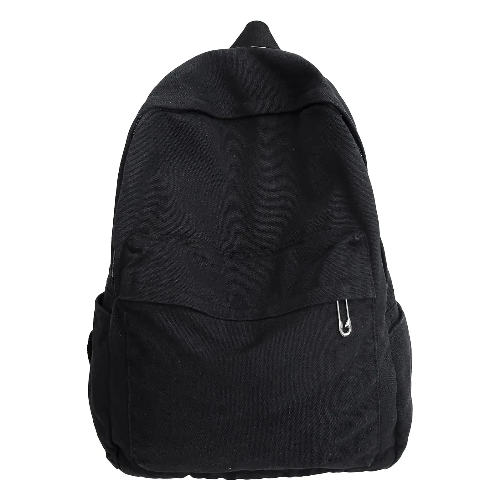 AFGWK Vintage Canvas Backpack for Women Grunge Hippie Cute Boho School Backpack Casual Y2K Aesthetic Backpack (Black)