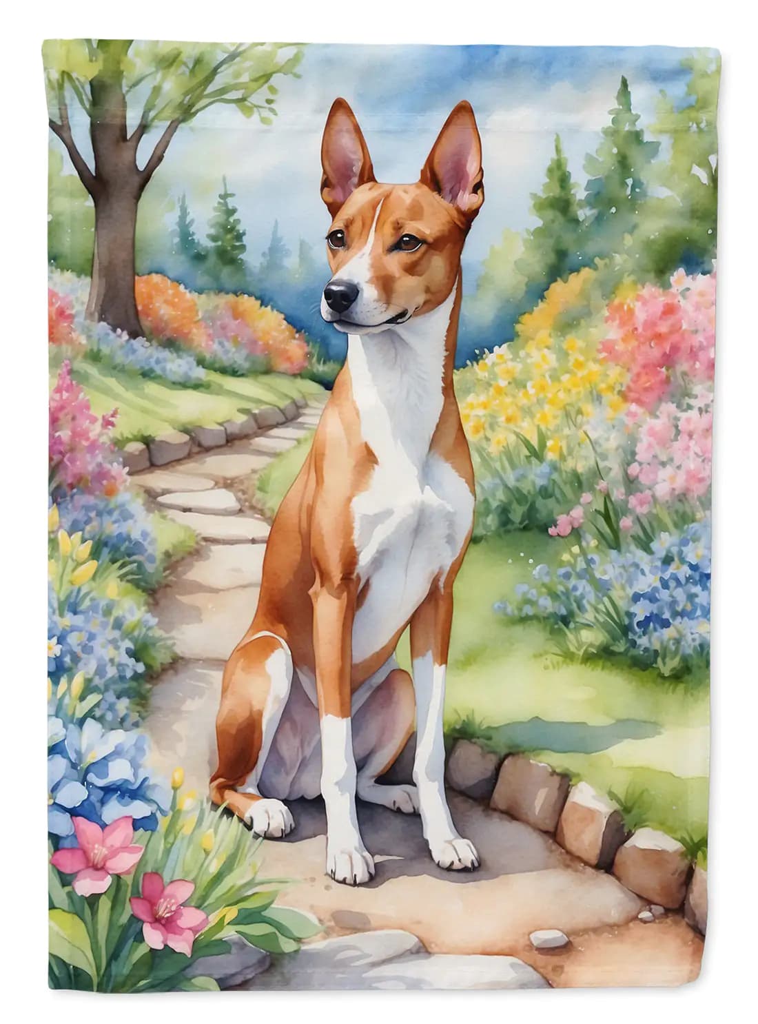 Basenji Spring Garden Flag