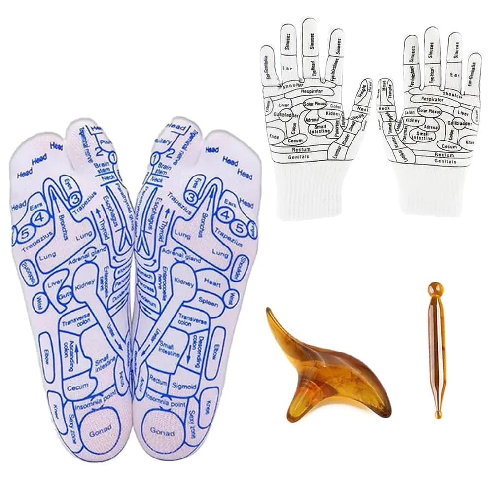 Reflexology Socks and Gloves with Massage Tools