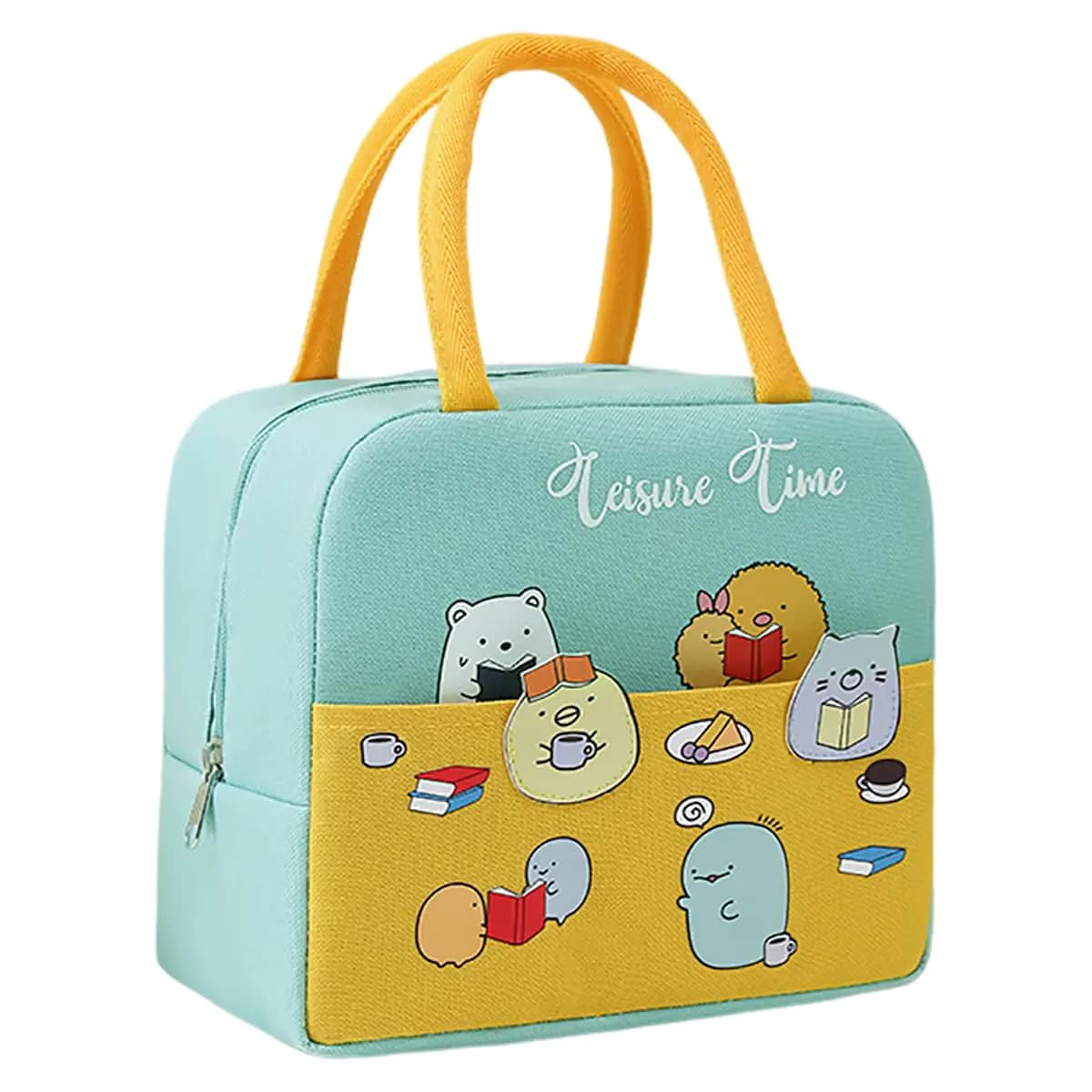 POYIPI Kawaii Lunch Bag Cute Lunch Box for Women Reusable Lunch Bag Handbag Keep Fresh Bag Cooler Handbag for Picnic Work 9.05X5.11X7.87in Green