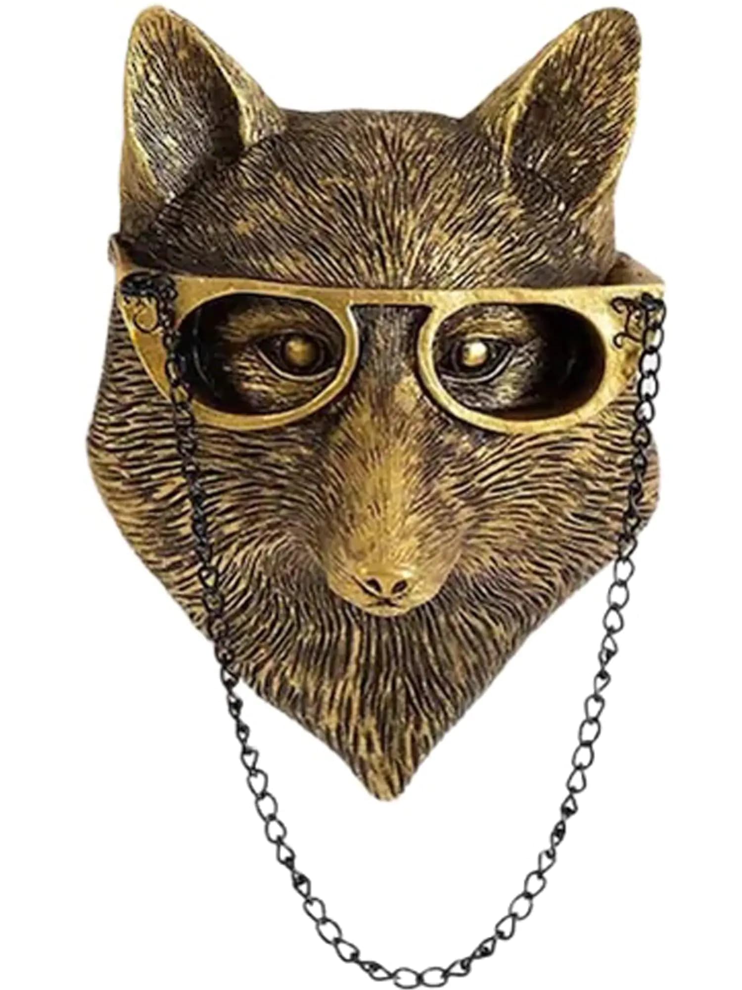 UITWMKTG Gold Animal Head Wall Decor Wall Sculpture Home Decor Statue for Living Room Office Bedroom Modern Decor for Men Women Fox