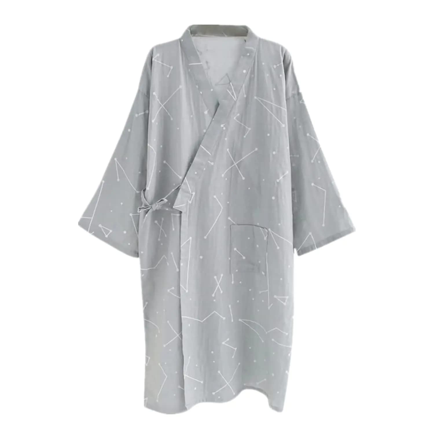 Ibluelover Kimono Robe for Men Bathrobe Sleepwear Nightgown Yukata Robe Khan Steamed Clothing Pajamas Nightwear Cotton Loungewear