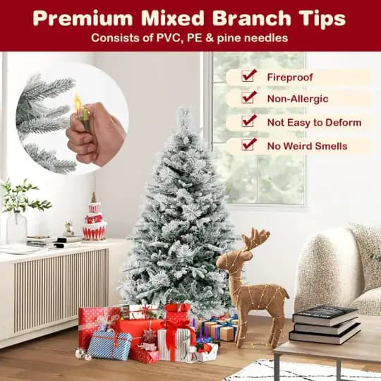 1 Pc Stunning Lighting 4.5 6 7 Feet Artificial Xmas Tree With Pine Needles And LED Lights