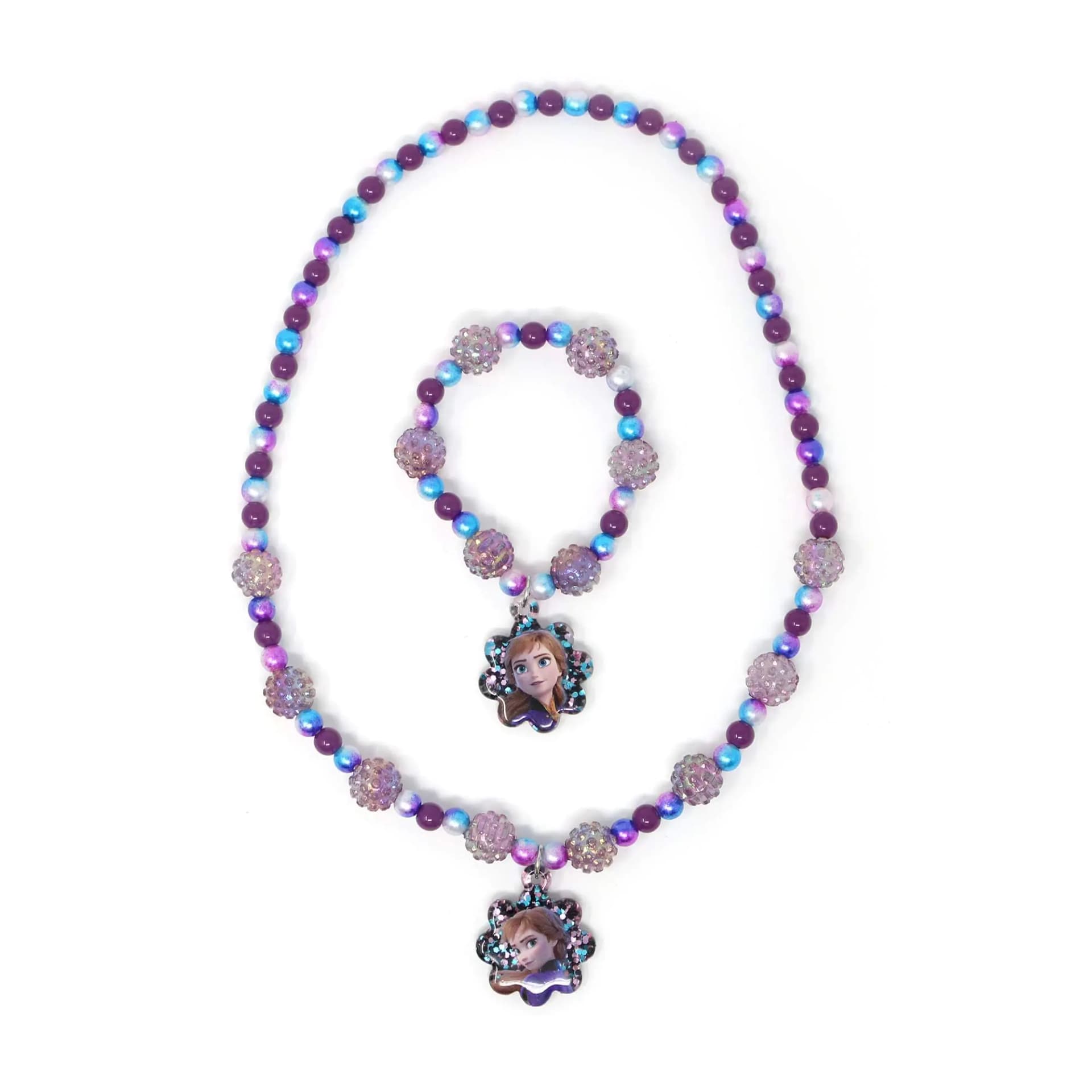 LUV HER Girls Jewelry Set - Dress Up 3 Piece Toy Jewelry Box Set with Bead Necklace Bracelet and Ring - Frozen Play Accessories - Ages 3+