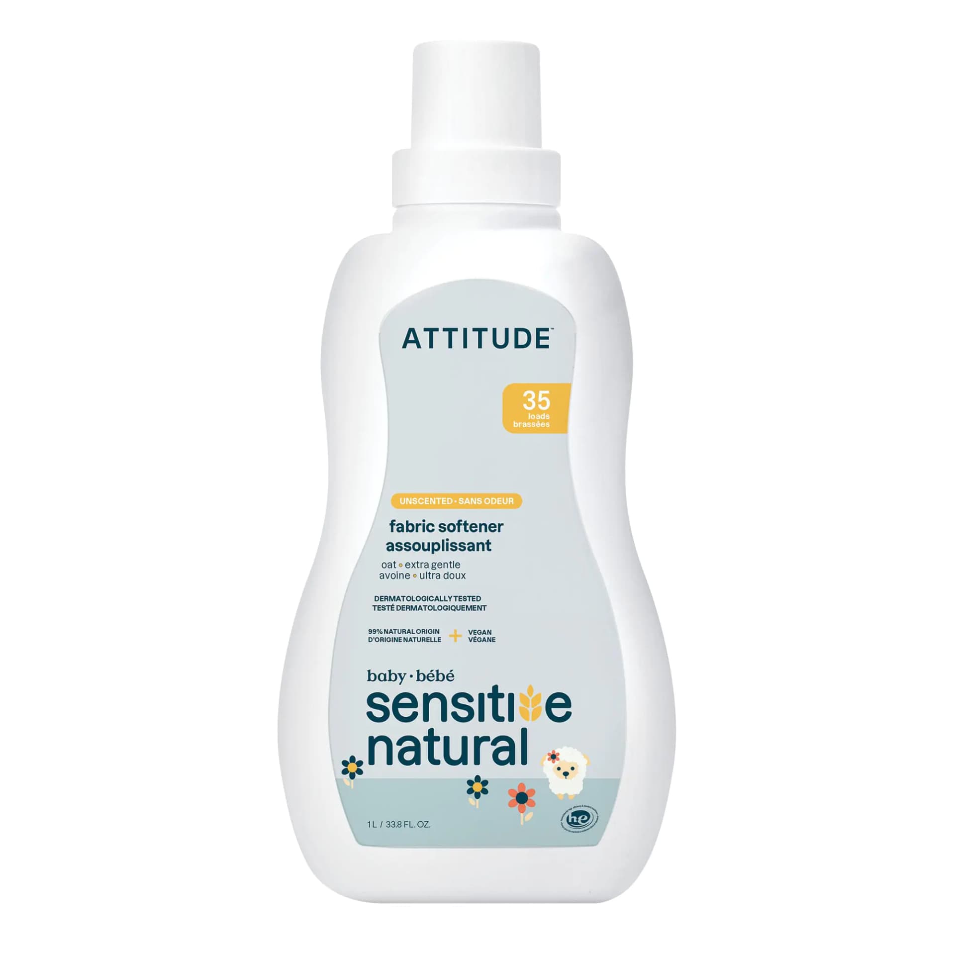 ATTITUDE Unscented Baby Fabric Softener 33.8 Fl Oz