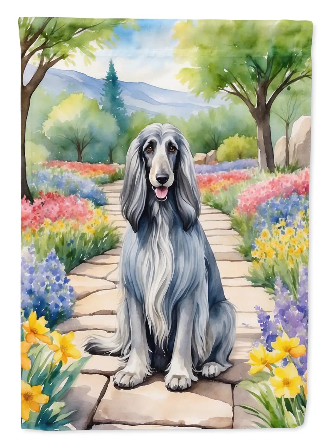 Afghan Hound Spring Garden Flag