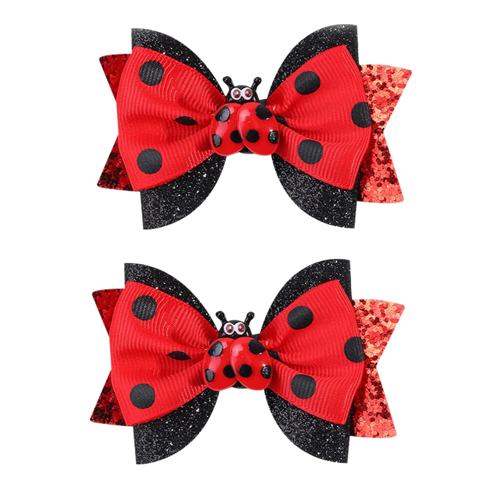 Cute Ladybug Hair Clips Set Red Black