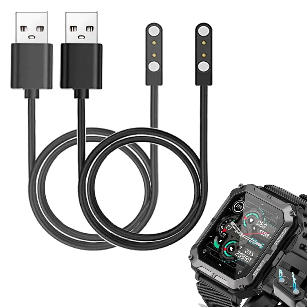 smaate smart watch Cable Chargers PUREROYI C20PR 1.83” Rugged Military Smart Watch 2-Pack