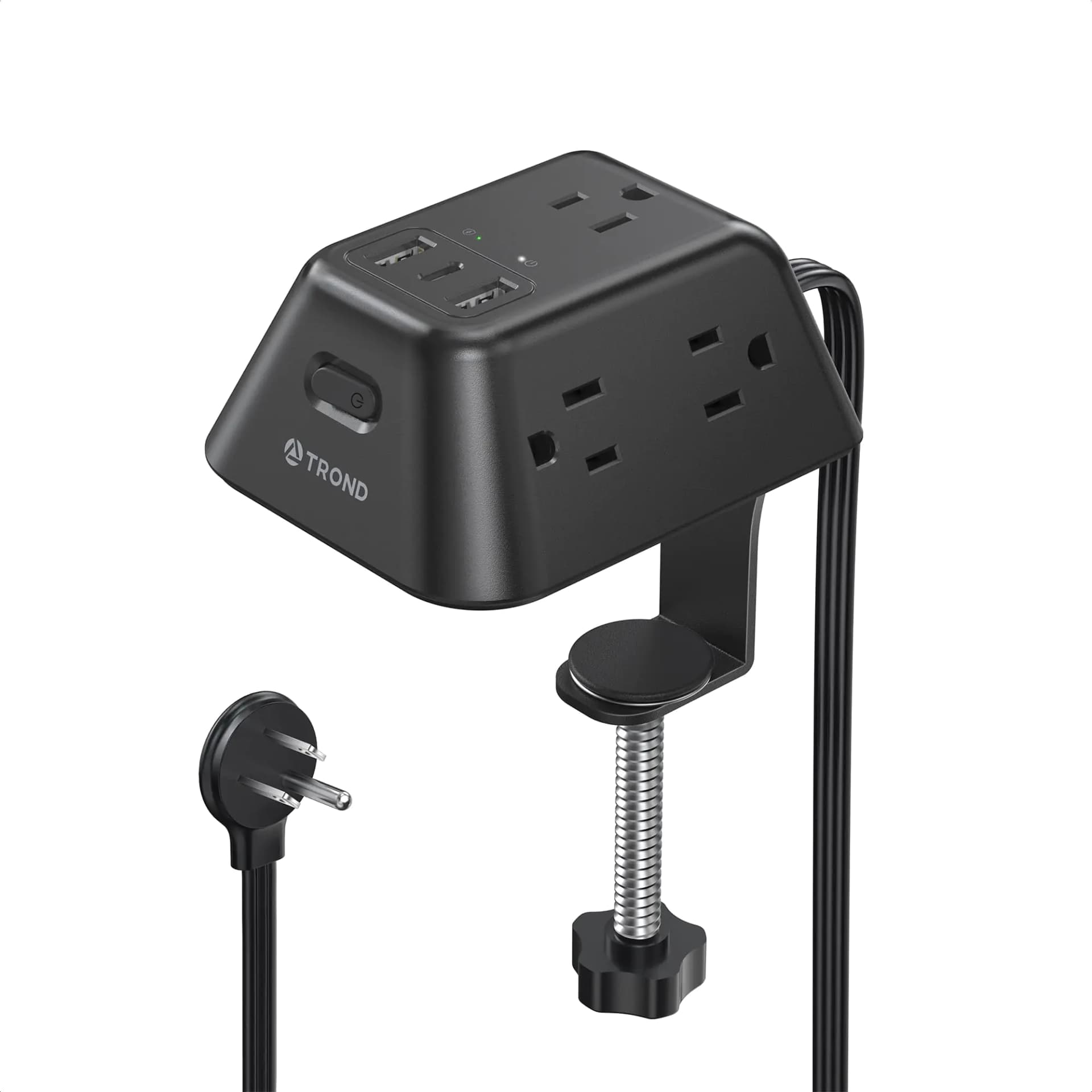 Desk Clamp Power Strip Surge Protector with 5 AC Outlets and 3 USB Ports Desk Mount Charging Station Fit 1.97in Tabletop Edge Thick 6FT Extension Cord for Home Office Gaming Desk Accessories