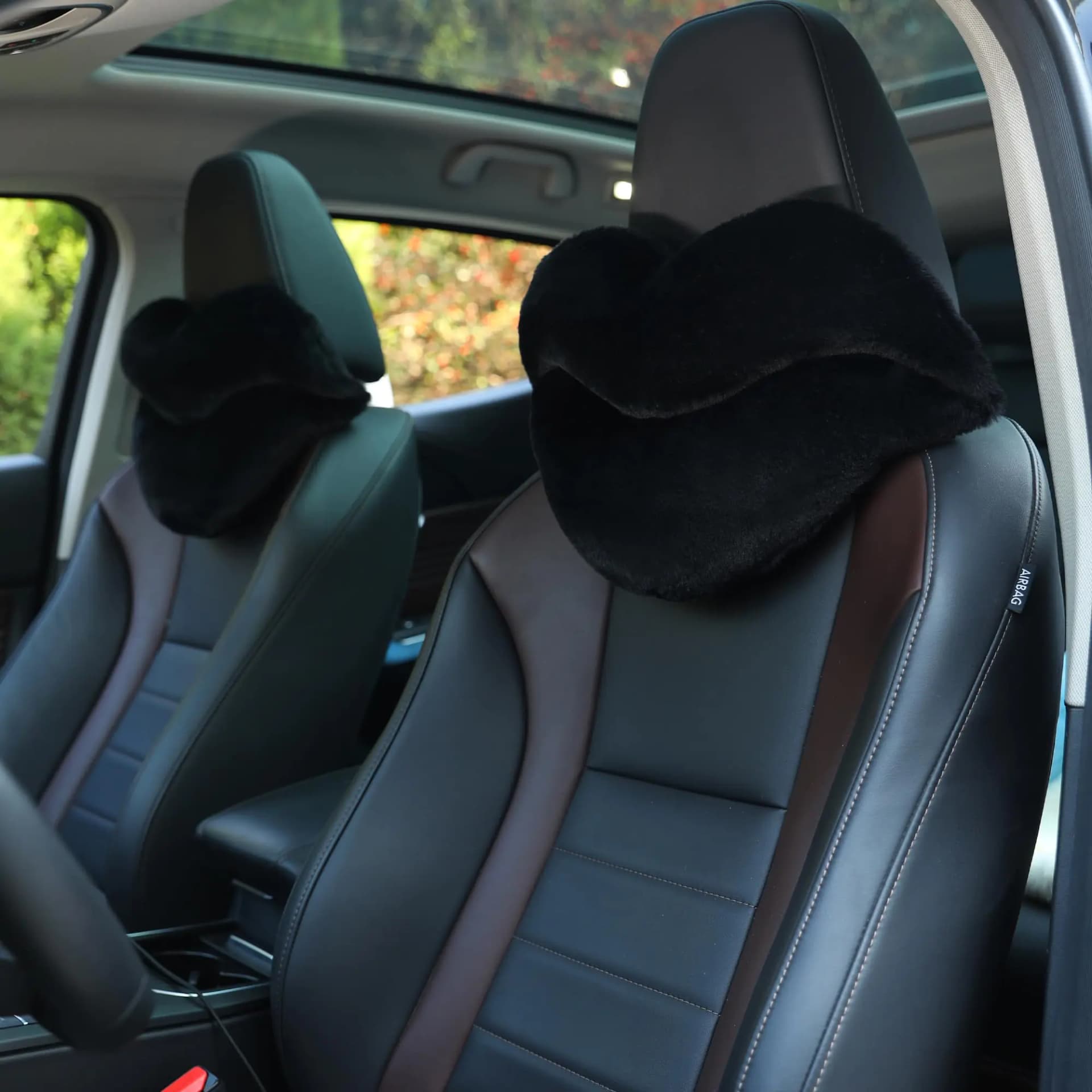 Sexysamba 2 Pack Lip Shaped Car Headrest Pillow Comfortable Soft Head Rest Cushion Kawaii Car Accessories Cute Car Neck & Seat Pillow for Car Driving Travelling Office Home Decor - Black Lip Pillows