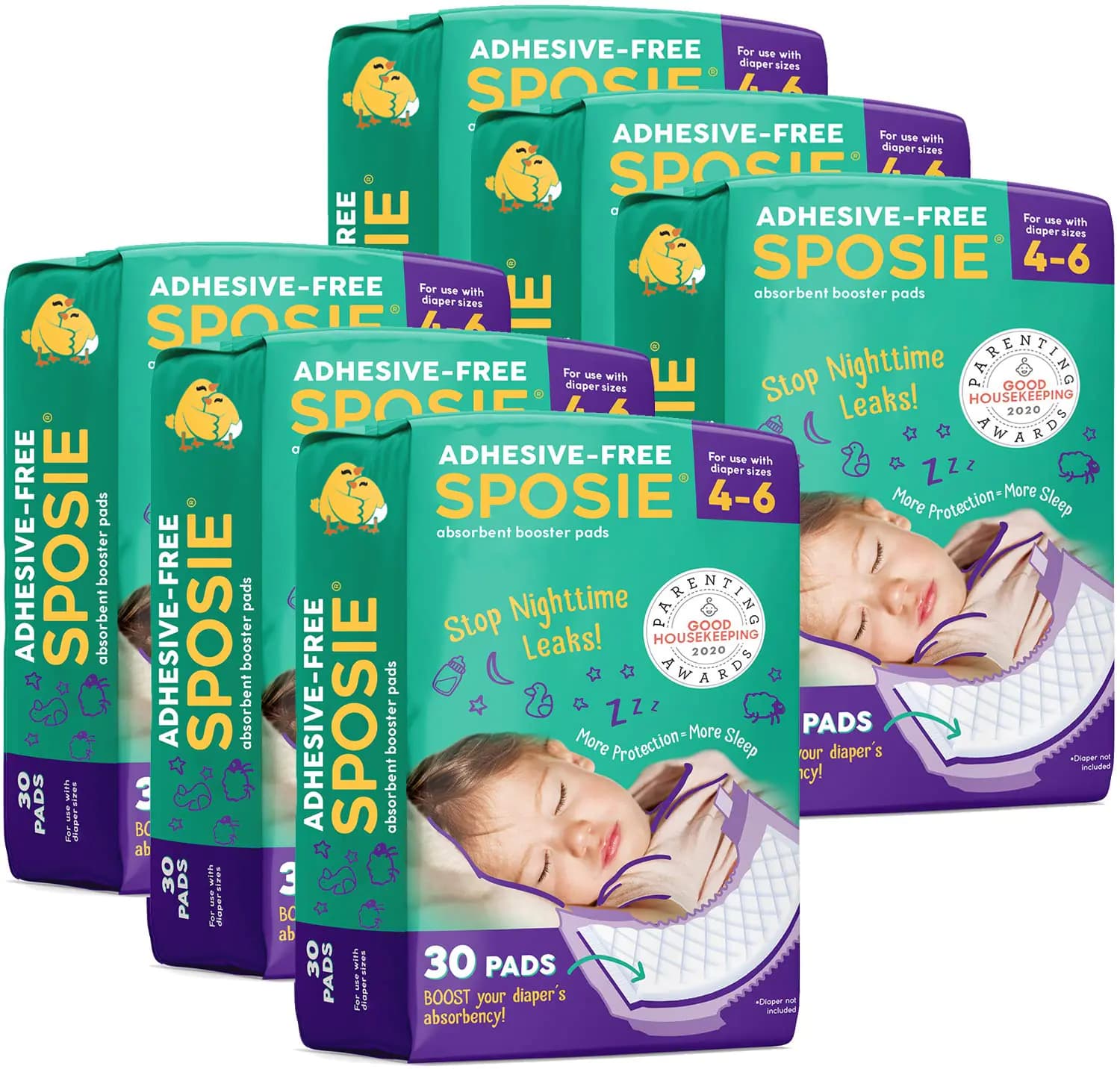 Sposie Diaper Booster Pads Size 4-6 180 Count - Diaper Pads Inserts Overnight Cloth Diaper Inserts and Overnight Diapers Diaper Liners Baby Products Nighttime Diapers