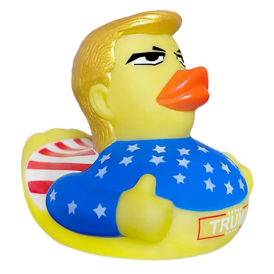 Nuwani Trump Rubber Duck 2024 Flag Squeak Bath Rubber Duckies Toy Supplies for Family Party Kids Birthday President Electoion Office and Jeeps Decoration - Unique Souvenir!