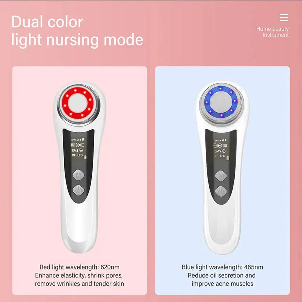 RF & EMS Multi Functional Beauty Devices With Red Blue Light Therapy, Deep Cleansing On Skin Care Tools