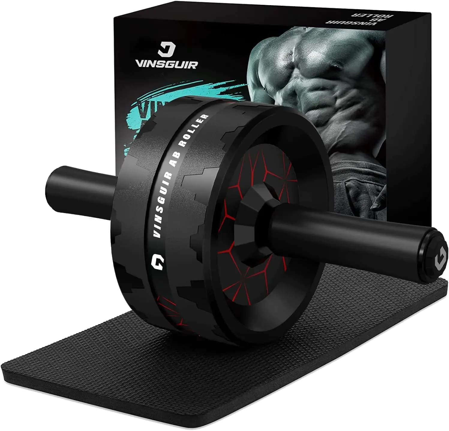 Vinsguir Ab Roller Wheel Abs Workout Equipment for Abdominal & Core Strength Training Exercise Wheels for Home Gym Fitness Equipment for Core Workout with Knee Pad Accessories