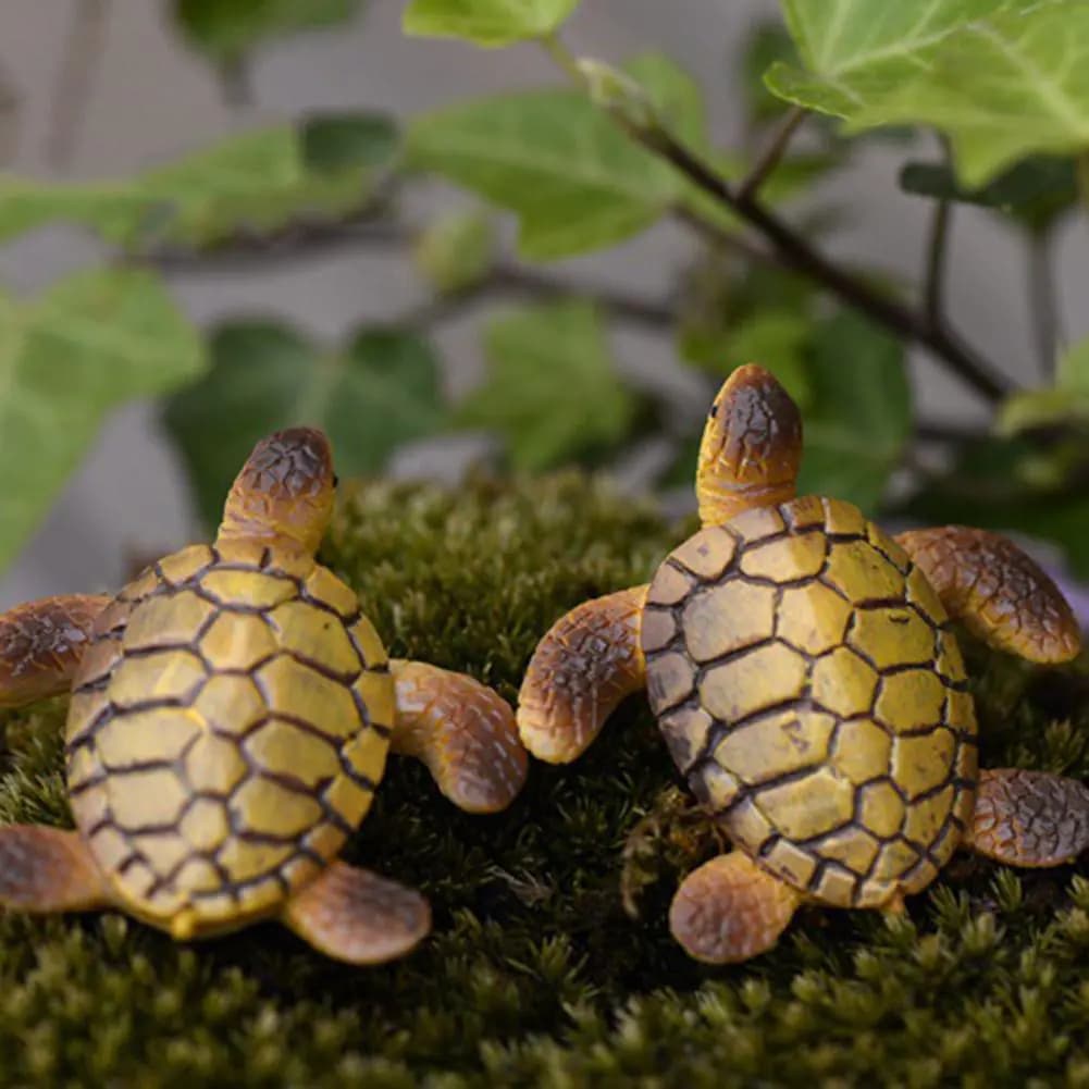 2pcs Mini Sea Turtle Resin Ornaments for Aquariums