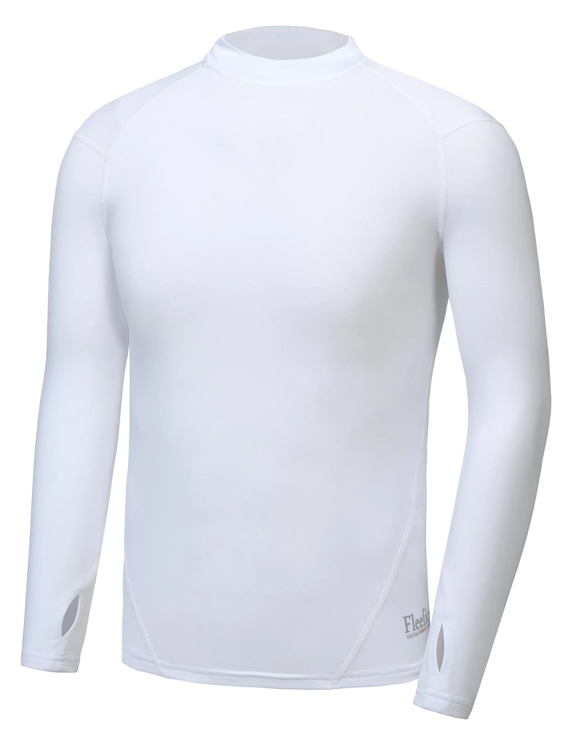 FitsT4 Sports Youth Boys & Girls Compression Thermal Shirt Kids Fleece Undershirt Long Sleeve Mock Neck Top Cold Baseball Soccer Gear White XS
