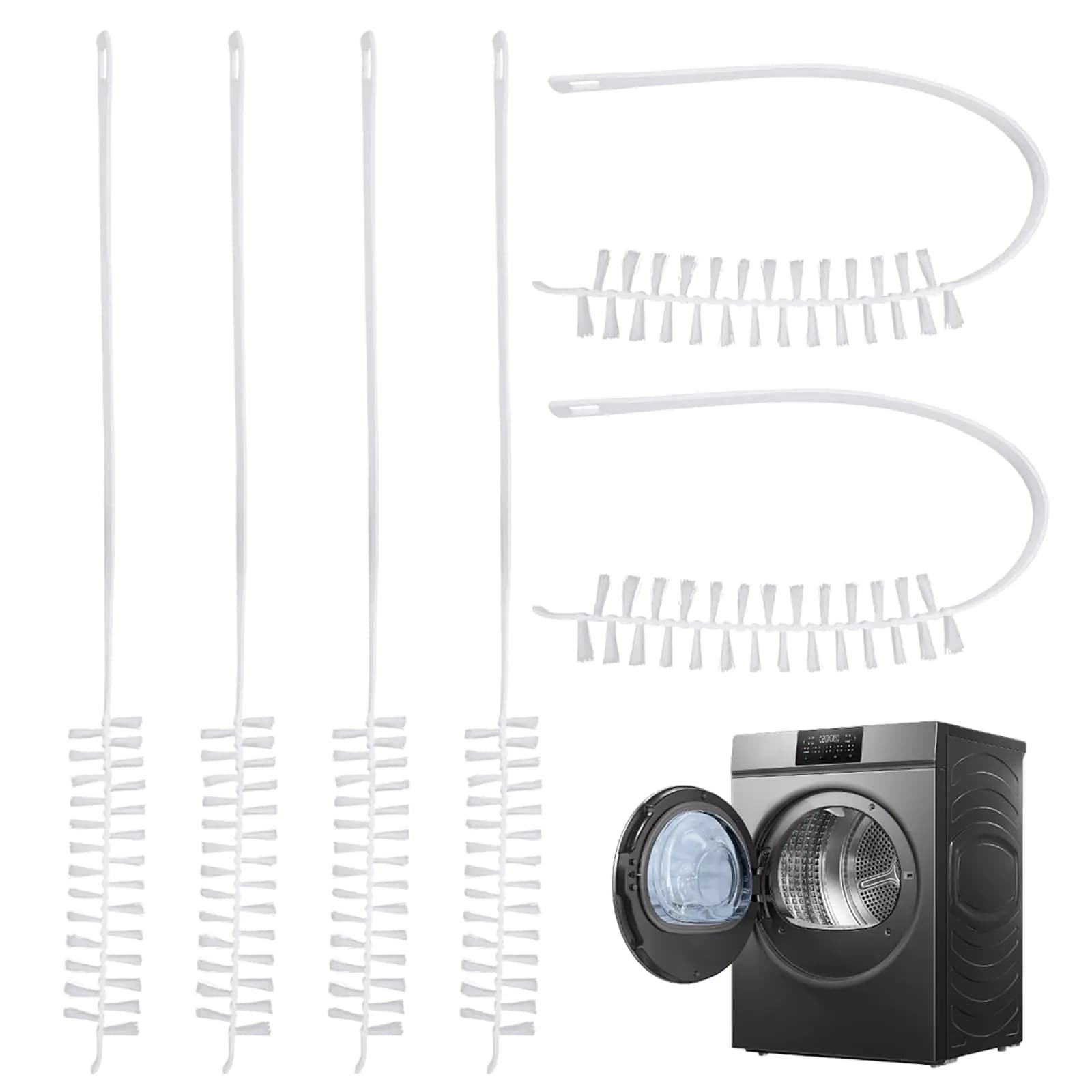 6PCS Rolling Washing Machine Cleaning Brush Front Load Washer Cleaner Brush Drum Washing Machine Cleaning Tools Nylon Brush for Cleaning Washing Machine Air Conditioner Fan