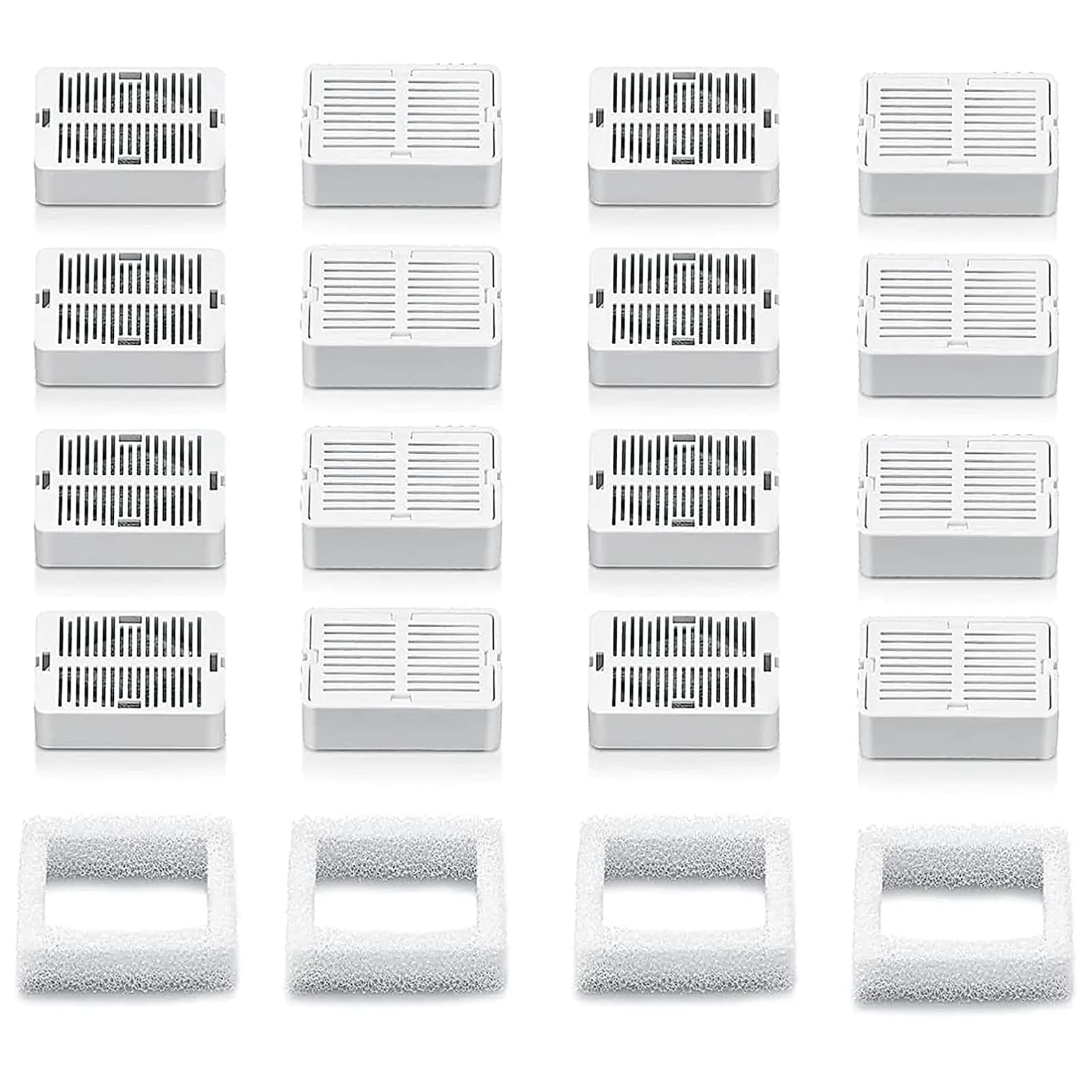 Cepheus 16 Pack Cat Water Fountain Filter with 4 Foam Cupcake Pet Fountain Replacement Filters for Ceramic Cat Water Fountain Carbon Fountain Filter Set