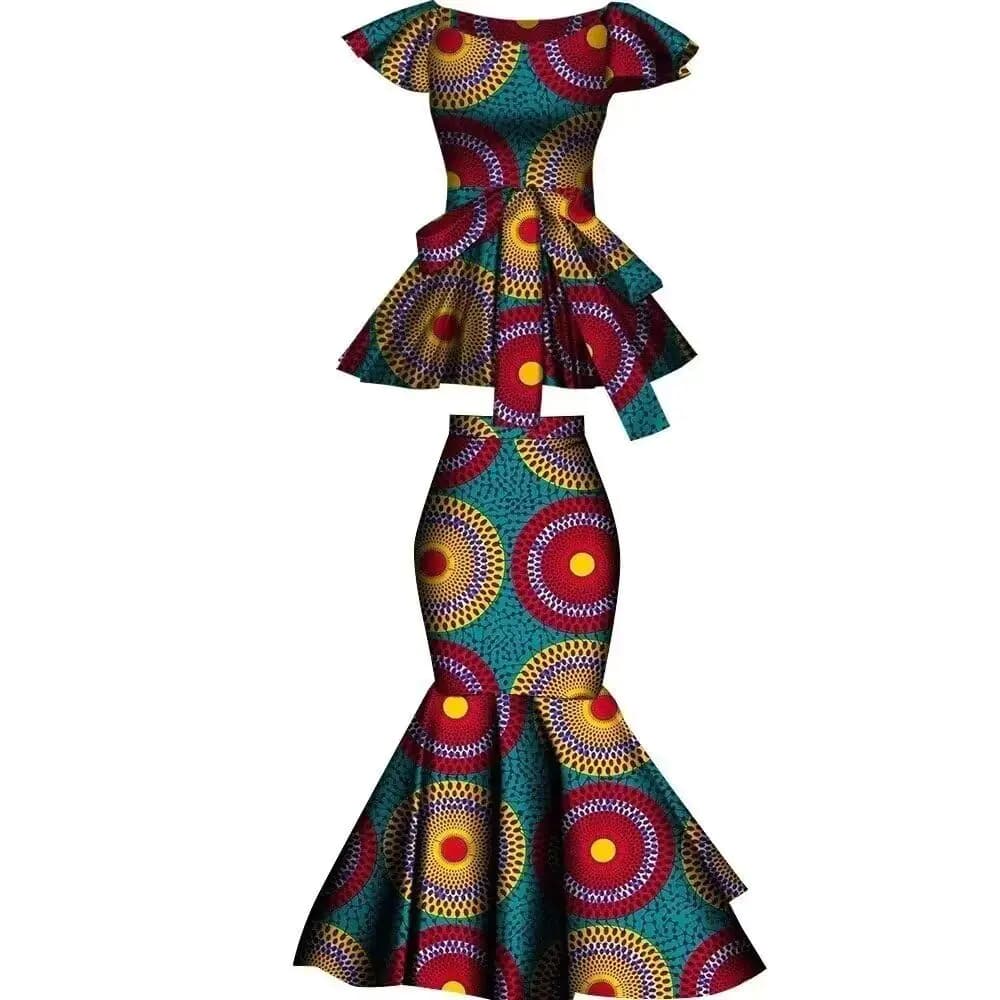 LONLISCO Women Dress African Print 2 Pieces Tradition Dashiki Ankara Beautiful Dress for Party Wedding
