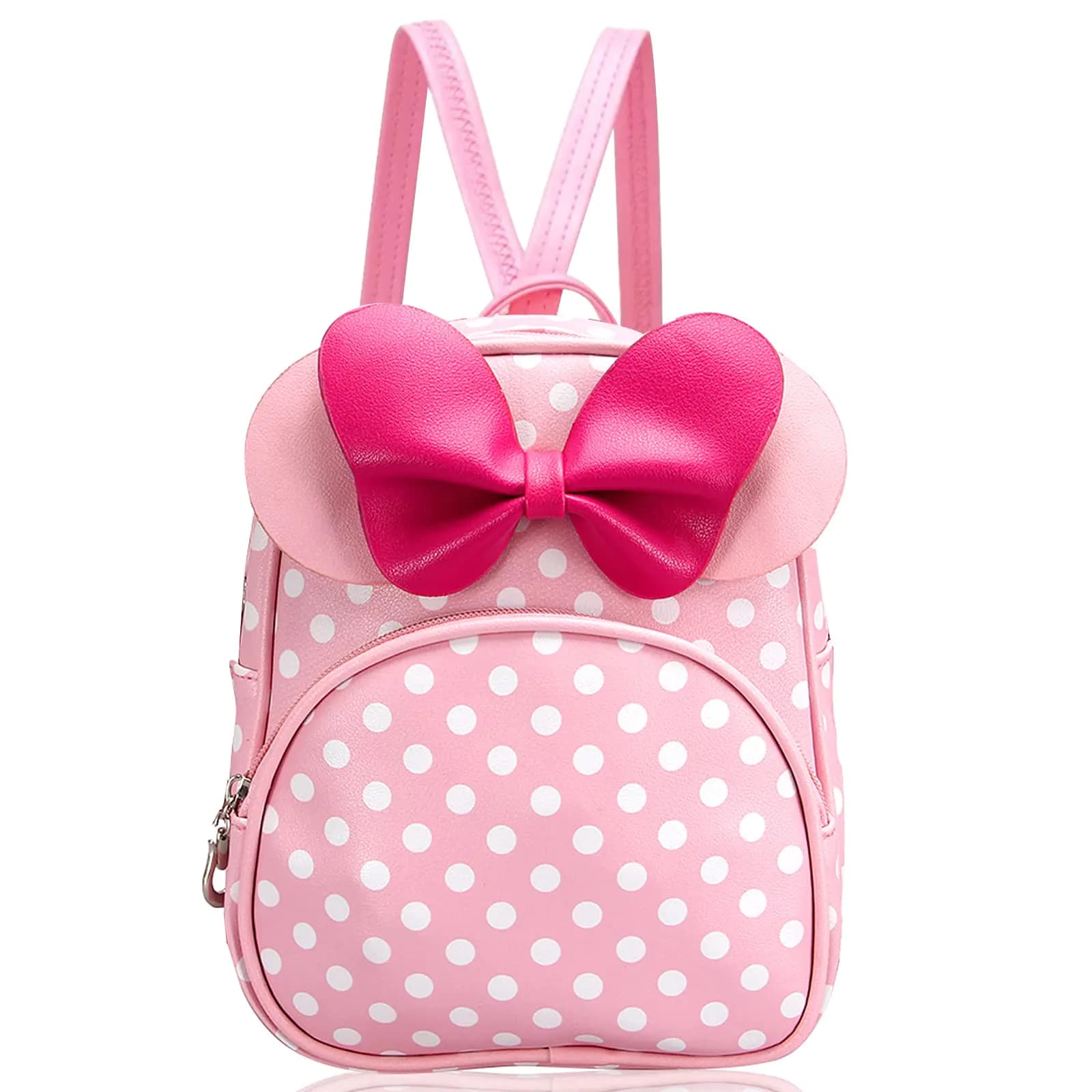 Voikukka Cute Mini Mouse Backpack for Toddler Girls Leather Kid Crossbody Bag Pink Toddler Purse Small Kids Mini Backpack Travel Backpack Baby Girl Backpack