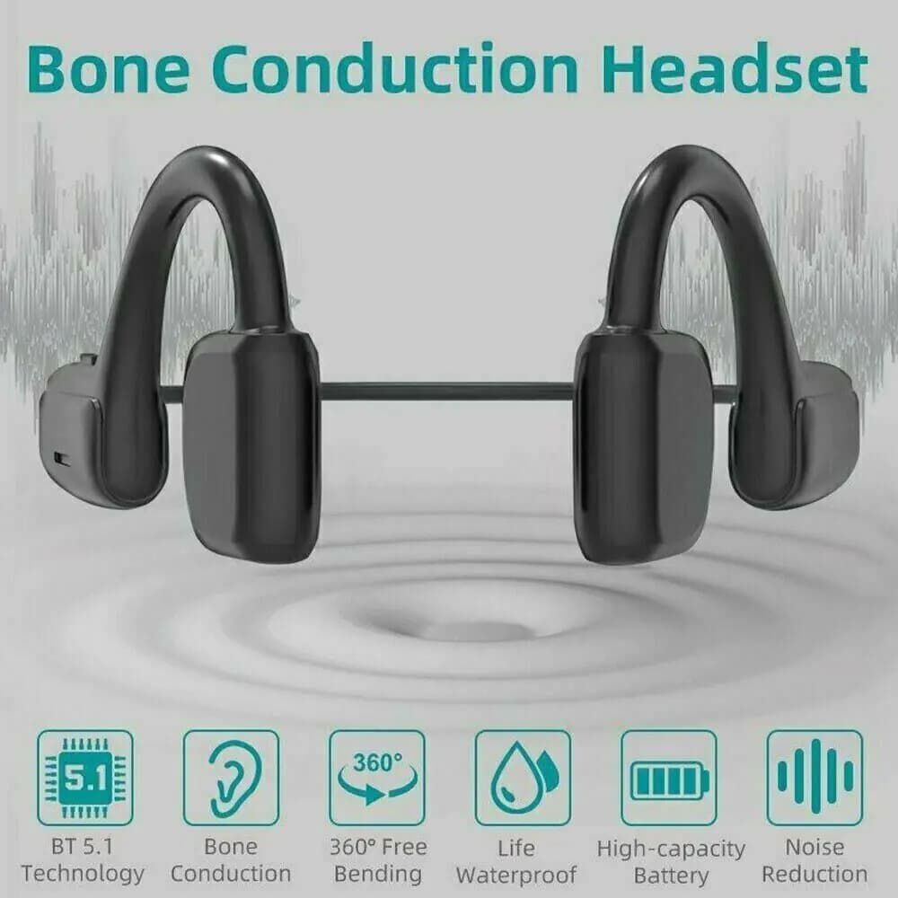Bone Conduction Headphones Bluetooth 5.1 Wireless Earbuds Outdoor Sport Headset