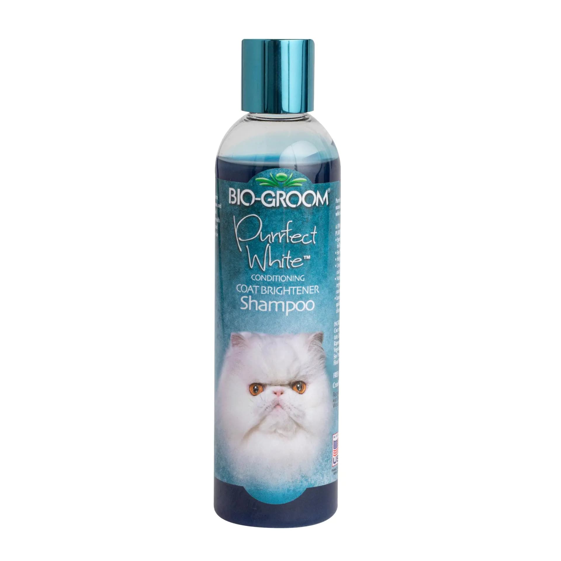 Bio-Groom Purrfect White Cat Shampoo – Color Enhancing Pet Shampoo Cat Bathing Supplies Kitten Wash Cat Grooming Supplies Cruelty-Free Made in USA Coat Brightener Shampoo – 8 fl oz 1-Pack