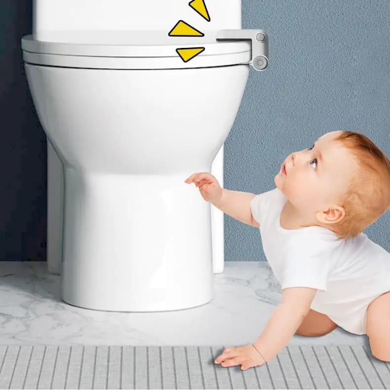 Baby Toilet Safety Locks (White)| Childproof Toilet Seat Lock | Baby Safety Products | Baby Proofing Kit | Prevents Toddlers from Opening Toilet Lids | 3M Adhesive and Tool-Free Installation（1 Pack）