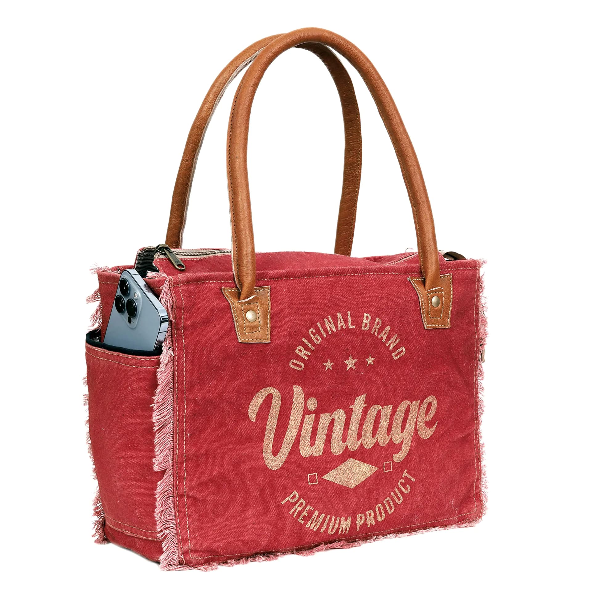 CLA Upcycled Vintage Canvas & Leather Handbag Cowhide Leather and Canvas Bag canvas Handbag for women Canvas Tote Bag Canvas Hobo Bags for women