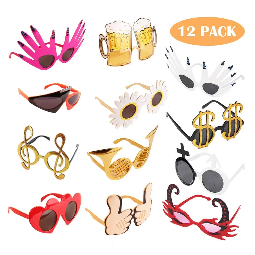 Funny Shaped Party Sunglasses 12 Pack