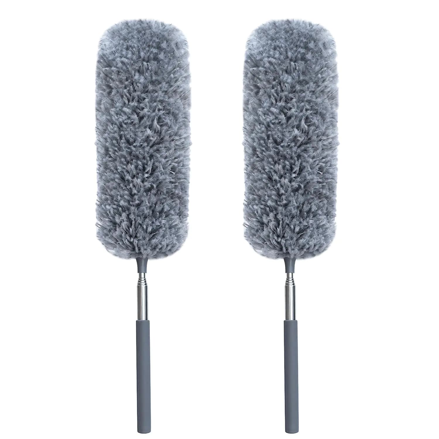 2 Pack Microfiber Duster for Cleaning Hand Washable Dusters with Microfiber Head Extendable Pole Detachable Cleaning Supplies for Office Car Window Furniture Ceiling Fan