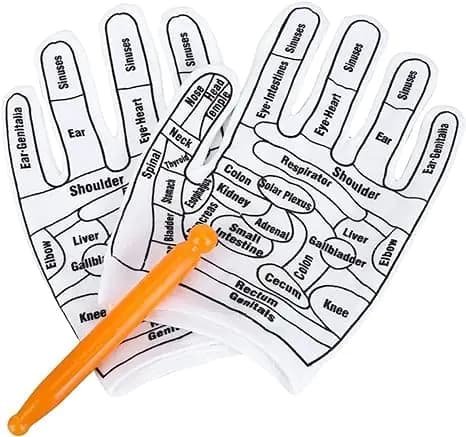 1 Pair of Reflexology Gloves Hand Pointed Reflexology Tool Print Mittens Massage Tools and Equipmen for Correctly Stimulating Hand Acupoints Massa