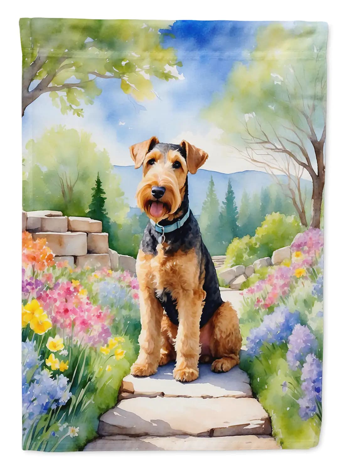Airedale Terrier Spring Garden Flag
