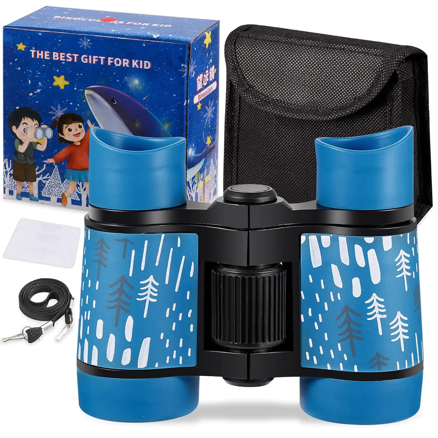 Binoculars Shock Proof Toy Binoculars Set - Bird Watching - Educational Learning - Presents for Adults and Girls - Outdoor Play - Hunting - Hiking - Camping Gear Sapphire Blue