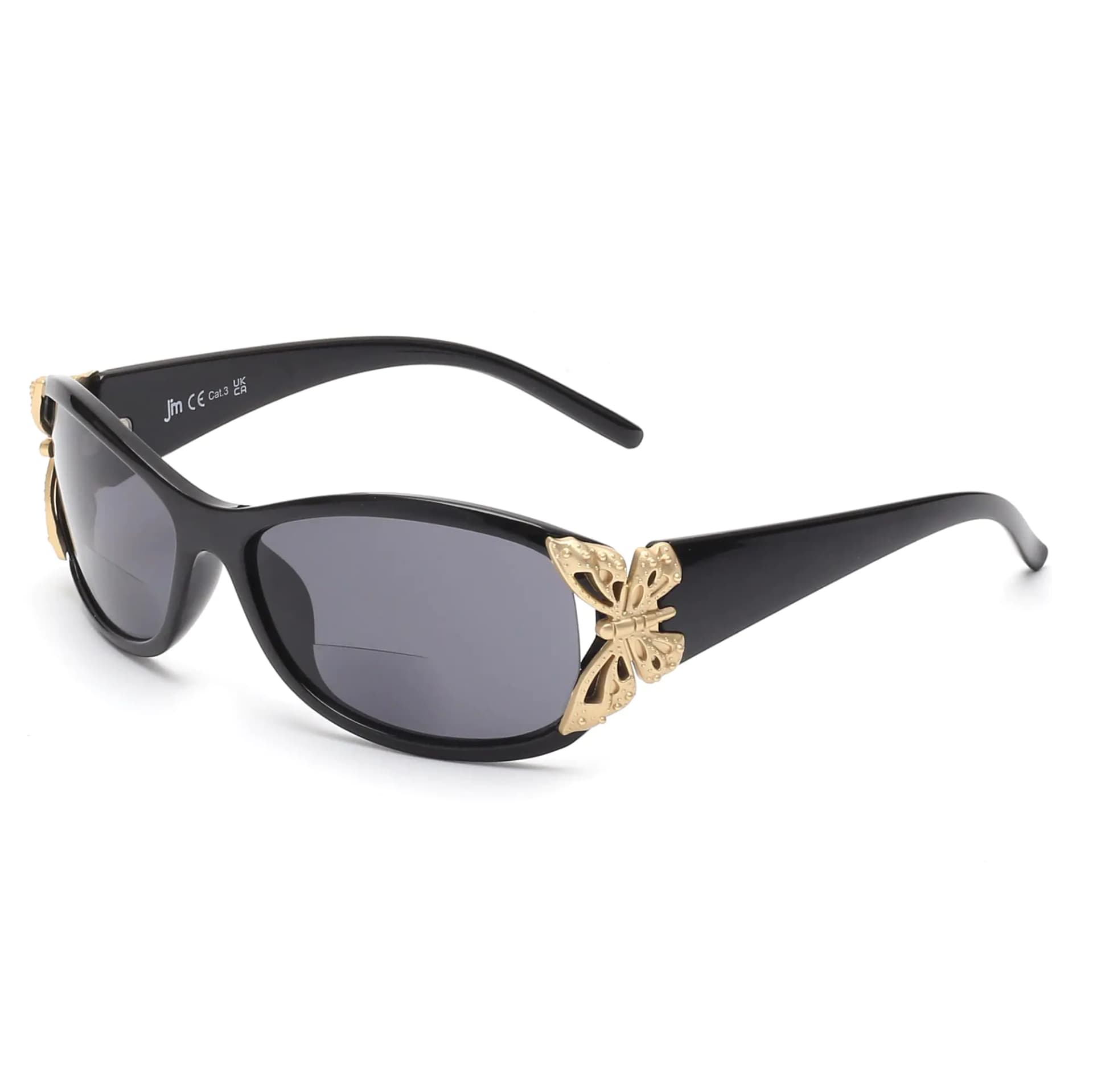 JM Bifocal Reading Sunglasses for Women Fashion Sun Readers Outdoor Reading Glasses UV400 Protection Black +4.0