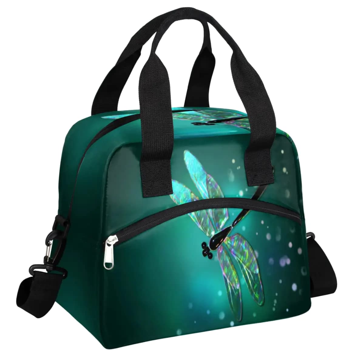 Insulated Lunch Bag Galaxy Teal Dragonfly