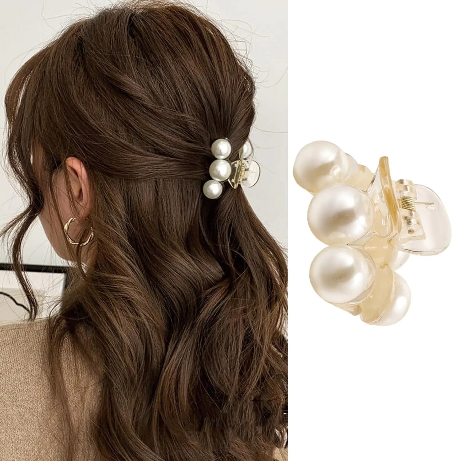 Pearl Hair Clips for Women, Set of Three