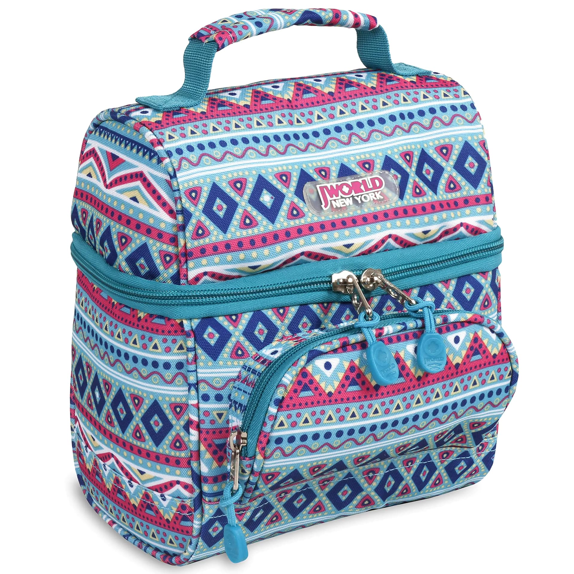 J World Corey Kids Lunch Bag. Insulated Lunch-Box for Boys Girls Mint Tribal