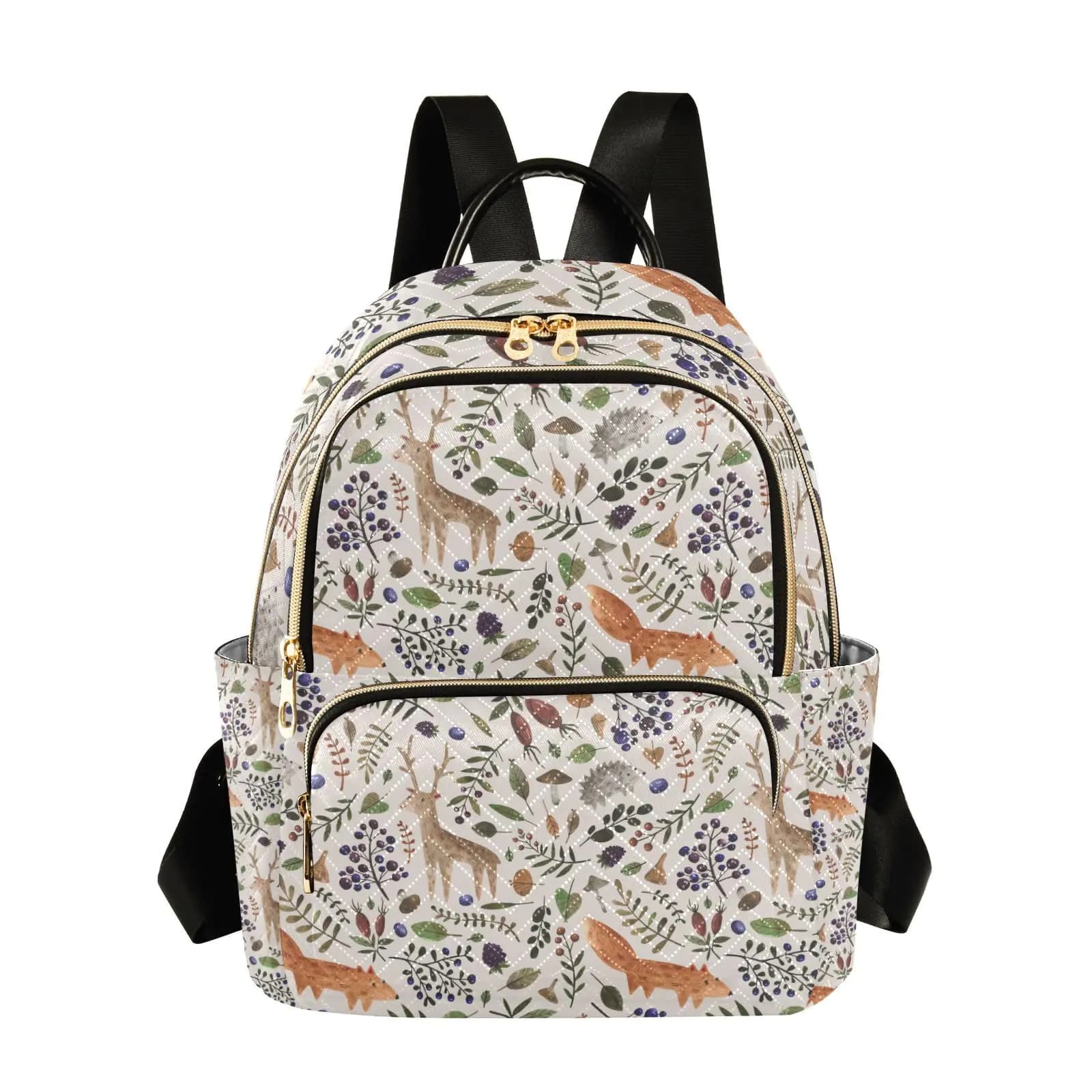 Yasala Women Fashion Backpack Fox Deer Hedgehog Autumn Leaves Sturdy Daily Bag Compact Regular Bag Diaper Bag