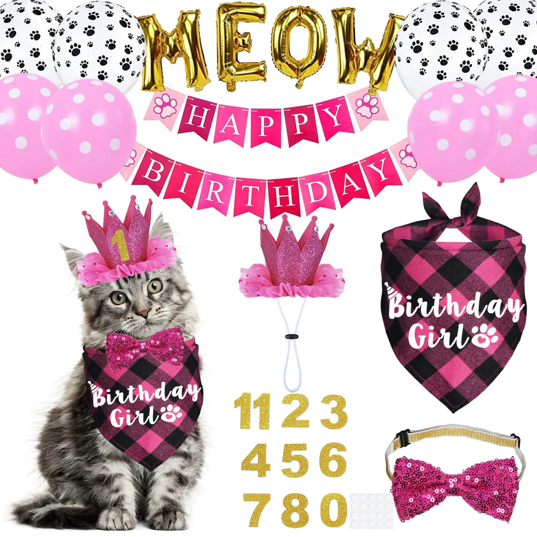 Cat Birthday Party Supplies Decorations Set