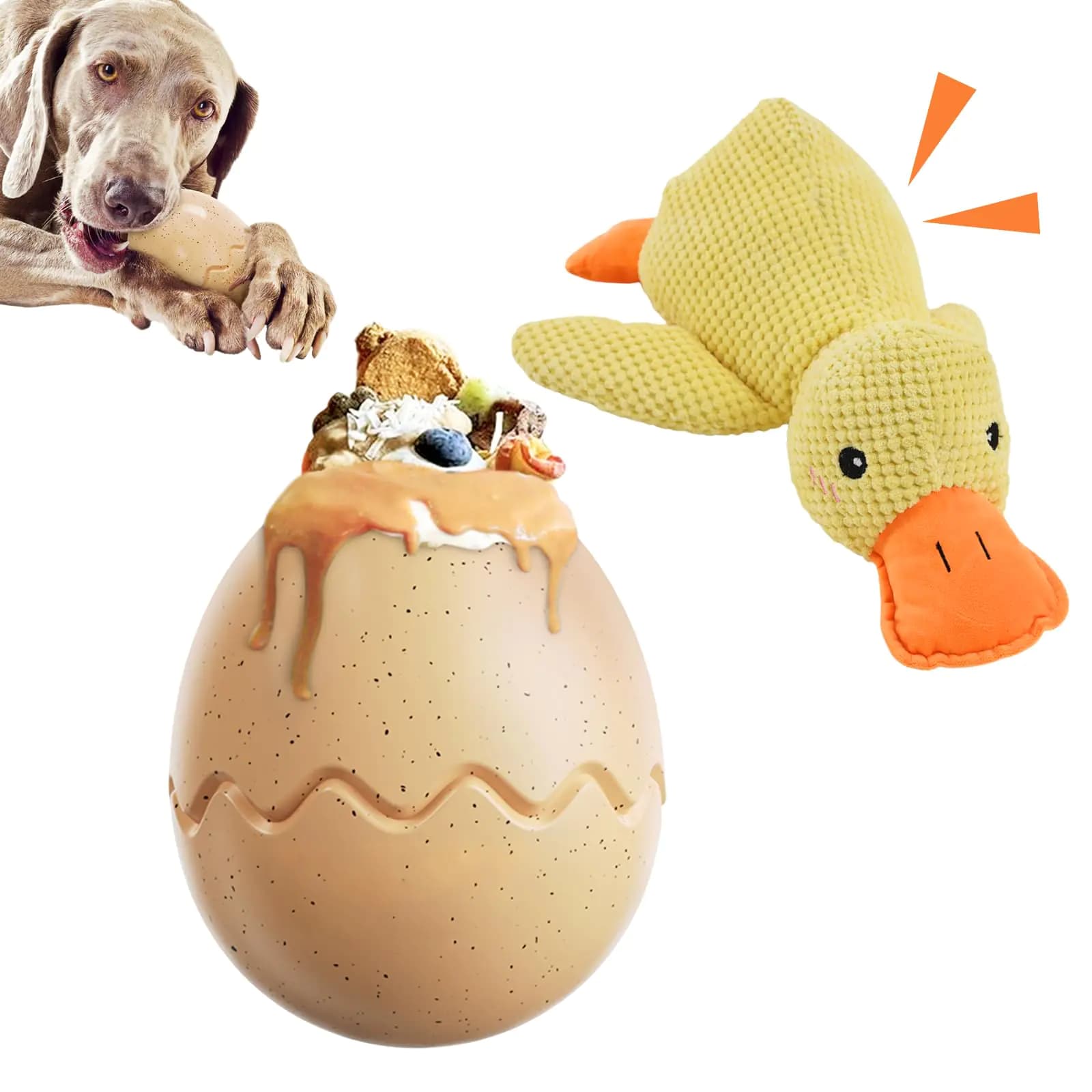 Hihope Dog Toys for Aggressive Chewers Large Dogs 2PackNatural Rubber Indestructible Dog Toys Duck Squeaky Plush Dog Chew Toys for Teething
