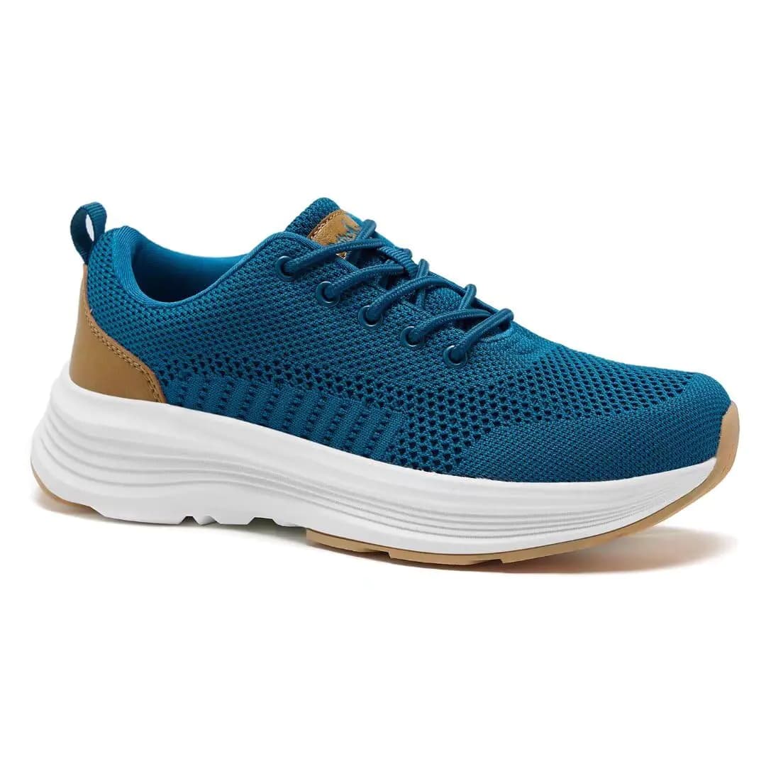 Womens Orthopedic Fashion Sneakers for Heel Pain: Resilience Supportive Driving Sneakers for Plantar Fasciitis Flexing Casual Sneakers with Eva Elastic Thick Sole Blue Size 7