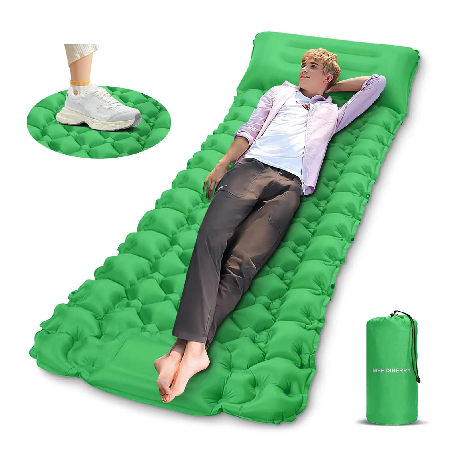 MEETSHERRY Self Inflating Sleeping Mat for Camping 75"x22" Sleeping Pad with Built-in Pump Lightweight Compact Waterproof Air Mattress for TravelingTrekking Hiking Tent Single/Adult Camping Gear