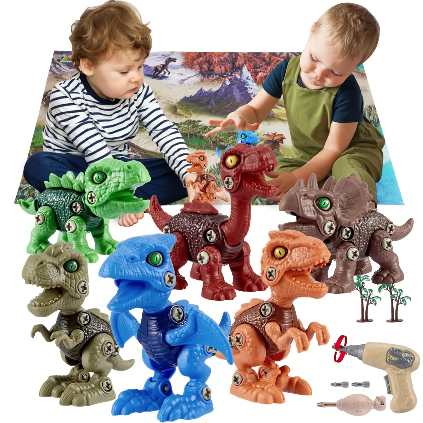 6 Pack Kids Toys Stem Dinosaur Toys Kids Take Apart Construction Building Toys Learning Educational Dino Kit Play Set Party Christmas Birthday Gifts for Toddler Boys Girls Age 3 4 5 6 7 8 + Year Old