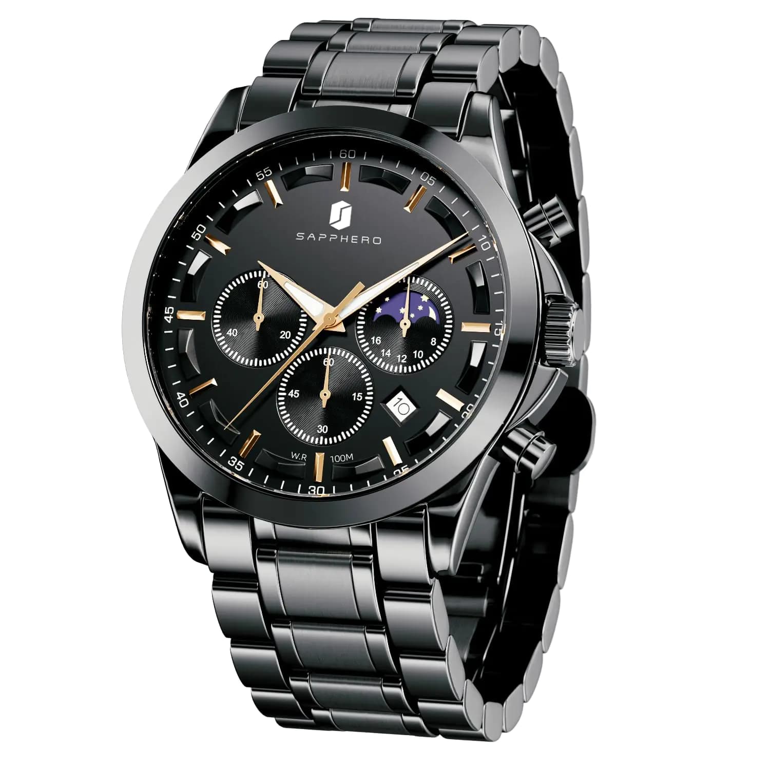 SAPPHERO Mens Watches for Men Analog Watch Waterproof Watch Quartz Chronograph Date Display Stainless Steel Mens Wrist Watches Casual Business Gifts for Men Fashion Designer Mens Dress Watch