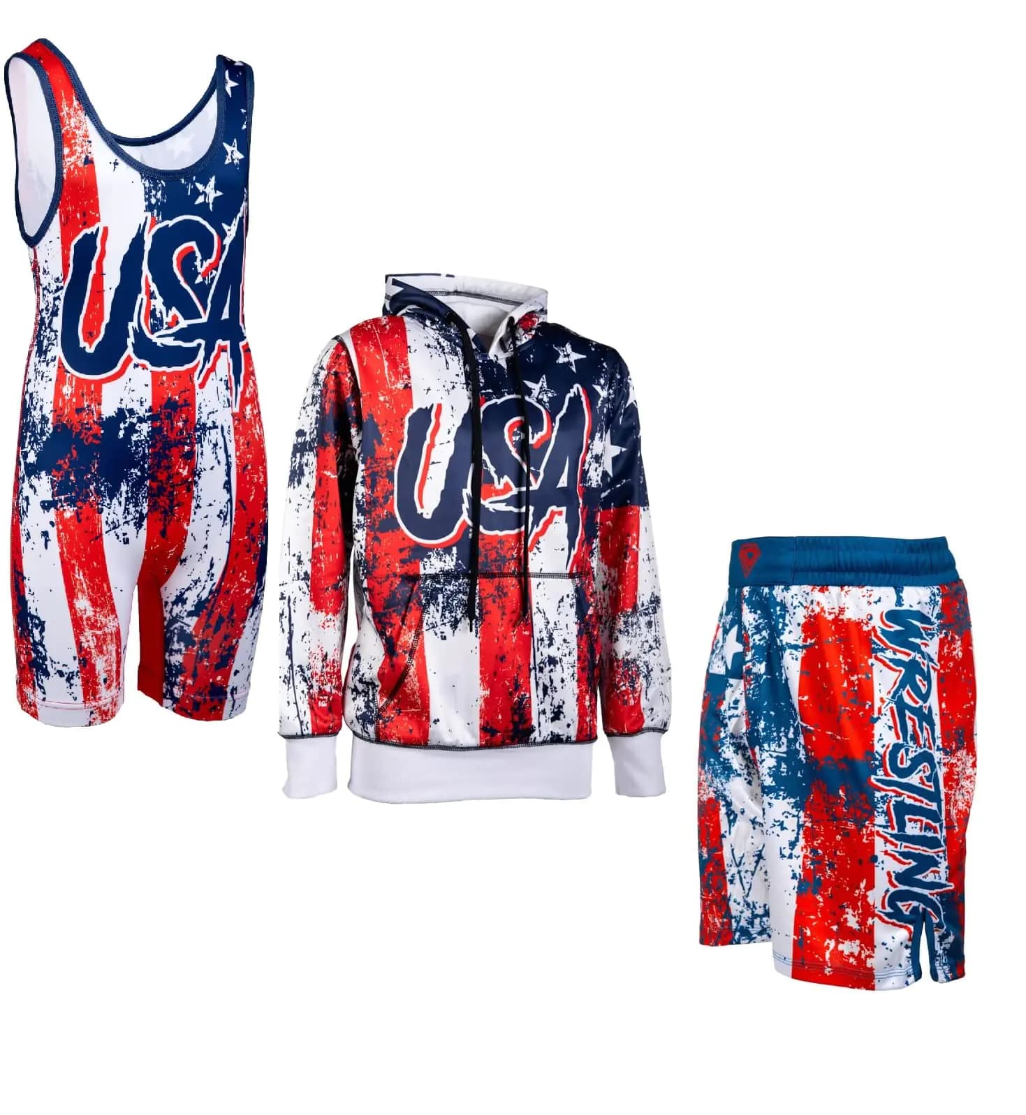 KO Sports Gear - Wrestling Kit - Includes Singlet Hoodie & Wrestling Shorts (USA XX-Large)