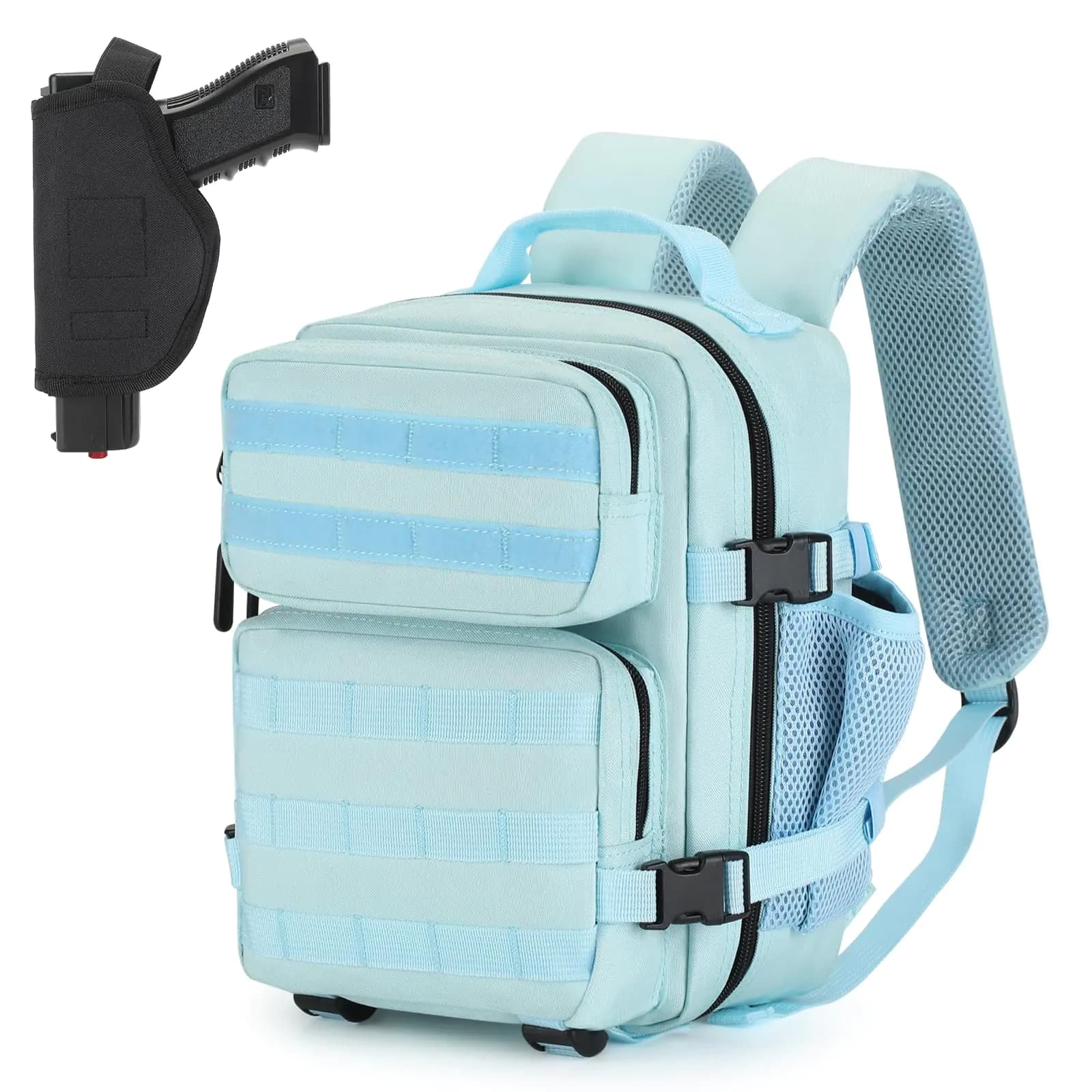 HUNTVP 9L Mini Tactical Backpack with Holster for Women Small Military Backpack Molle Backpack for SportHikingTravelGym(Blue)